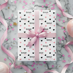 Papel De Regalo Amor romántico Corazón rosa y negro para siempre