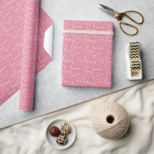Papel De Regalo Amor Rosa y Corazones Romántico Día de San Valentí