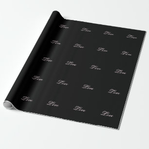 Papel De Regalo Amor Tendencia Boda Caligrafía Script Negro