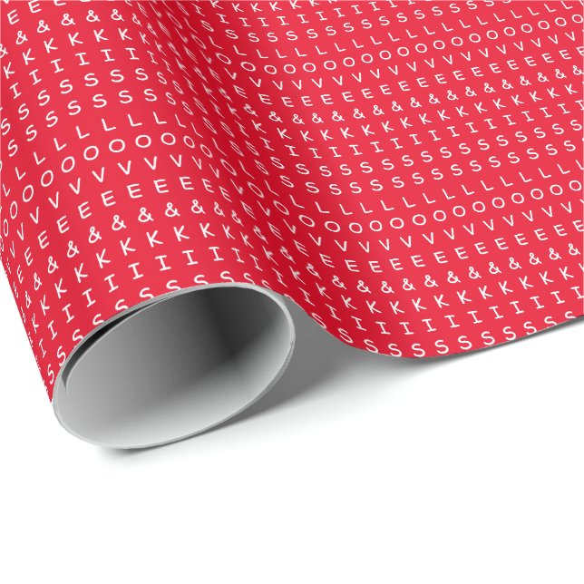 Papel De Regalo amor y besos, diseño gráfico blanco y divertido (Esquina del rollo)