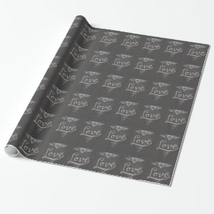 Papel De Regalo Amor y Corazón en Pizarra de Tiza