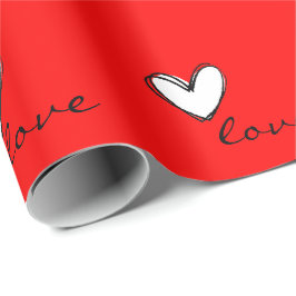 Papel De Regalo Amor y corazones rojos