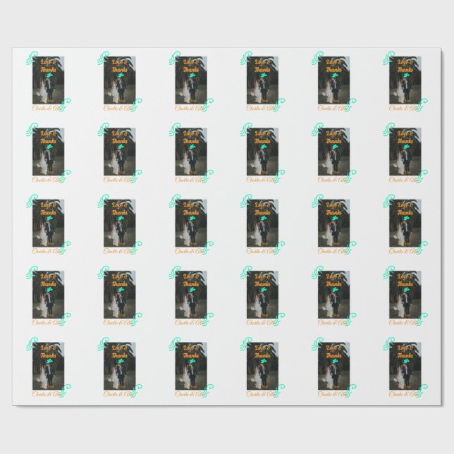 Papel De Regalo Amor y gracias boda pareja foto moderna add oran (Superficie plana)
