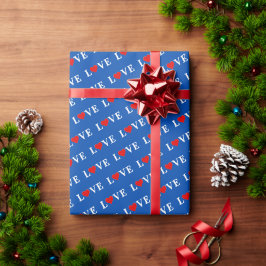 Papel De Regalo Amor y Marina Corazón Azul Elegante