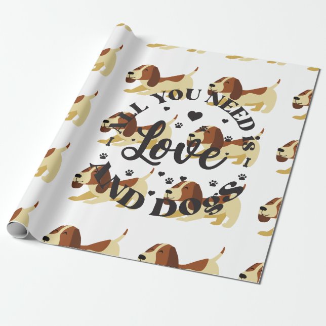 Papel De Regalo "Amor y perros" Tema (Desenrollado)