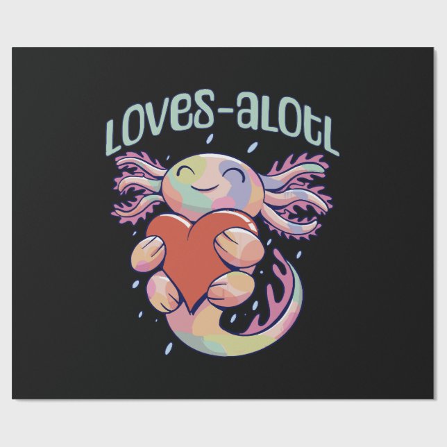 Papel De Regalo Amores románticos - ajolote feliz (Superficie plana)