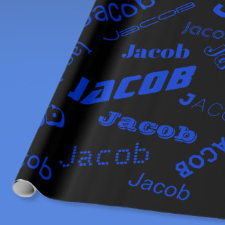 Papel De Regalo Añadir cualquier nombre o palabra | Azul y negro