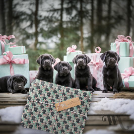 Papel De Regalo Añadir el nombre Labrador Puppy Mint Navidades mod