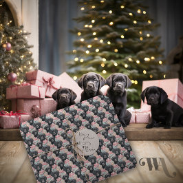 Papel De Regalo Añadir el nombre Labrador Puppy Pink Bows Navidade