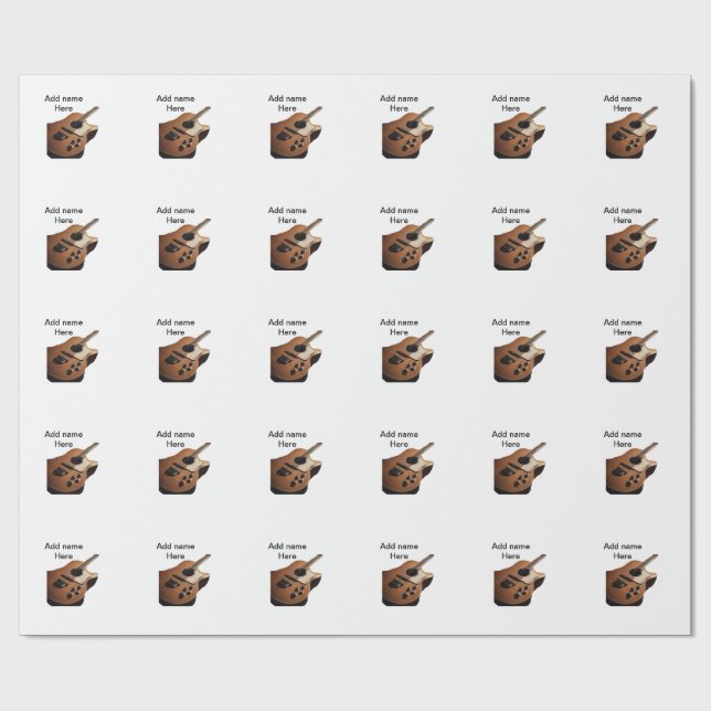 Papel De Regalo Añadir el nombre texto guitarra acústica marrón ed (Superficie plana)