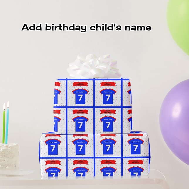 Papel De Regalo Añadir nombre 7 camiseta de cumpleaños (Subido por el creador)