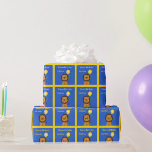 Papel De Regalo Añadir nombre a león de cuarto cumpleaños amari