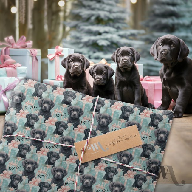 Papel De Regalo Añadir nombre a los Navidades modernos de Labrador (Subido por el creador)