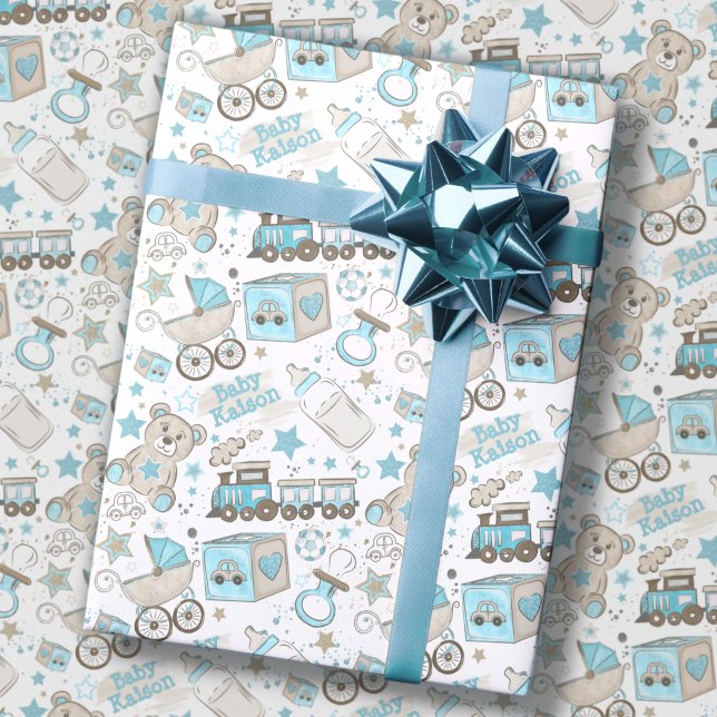 Papel De Regalo Añadir nombre de niño bebé Nursery Purpurina recié (Subido por el creador)
