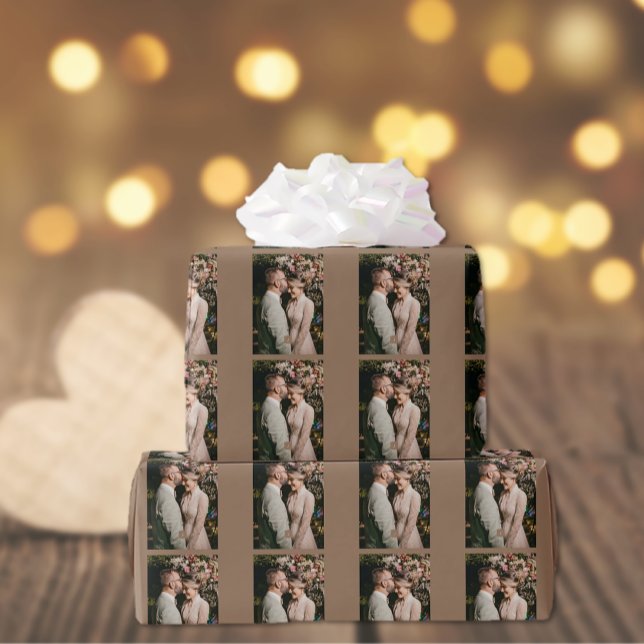 Papel De Regalo Añadir pareja Boda monograma de fotografía (Subido por el creador)