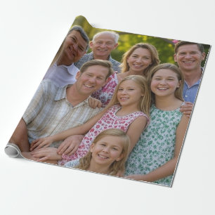Papel De Regalo Añadir Personalizar de fotografía de Reunión Famil