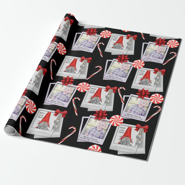 Papel De Regalo Añadir un regalo de foto cuadrado de Santa (Desenrollado)
