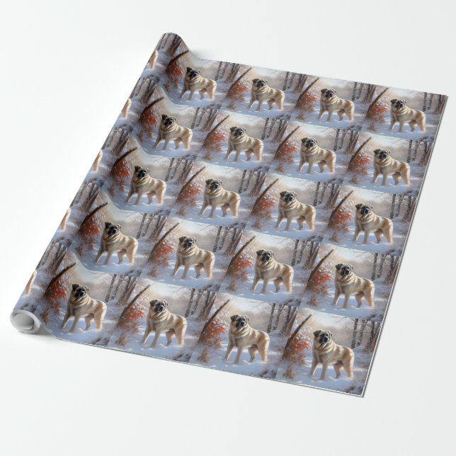 Papel De Regalo Anatolian Shepherd Let It Snow Navidades (Desenrollado)