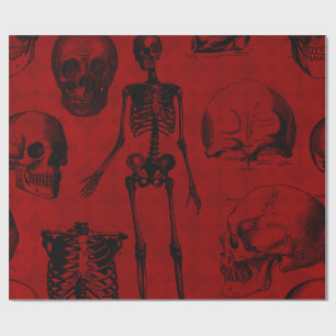 Papel De Regalo Anatomía de esqueletos negros y crimson