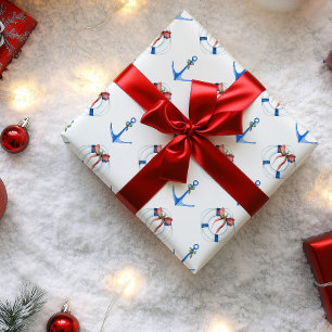 Papel De Regalo Ancla de Navidad y Círculo de Vida Náutico