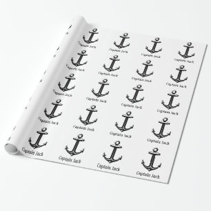 Papel De Regalo Ancla náutica negra de Personalizable