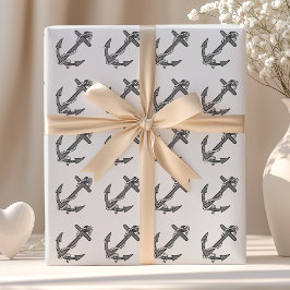 Papel De Regalo Ancla y pista negras y blancas