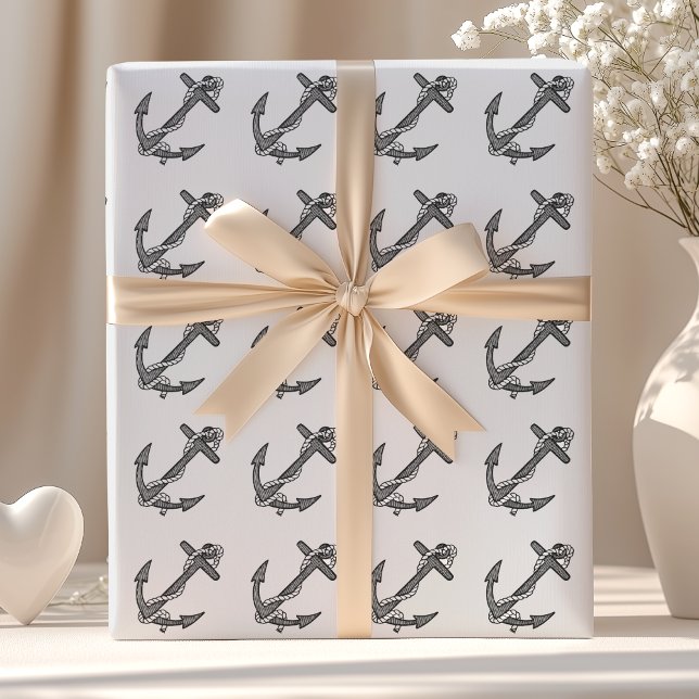 Papel De Regalo Ancla y pista negras y blancas (Subido por el creador)
