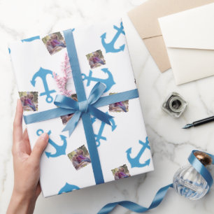 Papel De Regalo Anclaje azul e imagen fotográfica