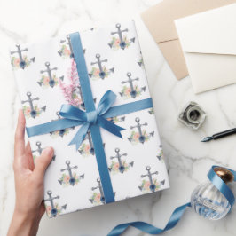 Papel De Regalo Anclas Florales Inspiradas en Hamptons