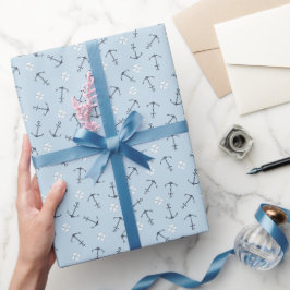 Papel De Regalo Anclas Pequeñas Náuticas Costeras Lanzadas sobre A