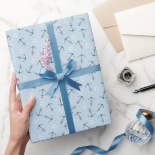 Papel De Regalo Anclas Pequeñas Náuticas Costeras Lanzadas sobre A