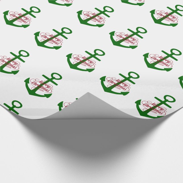 Papel De Regalo Anclas rojas y verdes náuticas de las Felices (Esquina)