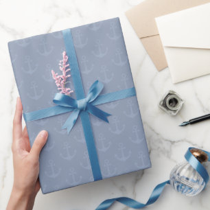 Papel De Regalo Anclas tonales en azul gris claro