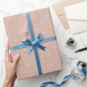 Papel De Regalo Anclas tonales sobre naranja gris pastel