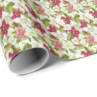 Papel De Regalo Anémonas de Navidad-Floral de Hellebores Pintadas
