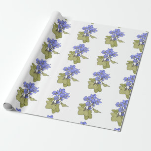 Papel De Regalo Anemones azules en blanco