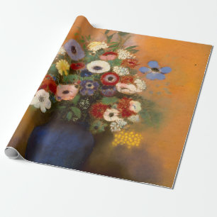 Papel De Regalo Anemones de época y lila en un jarrón azul