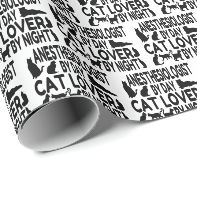 Papel De Regalo Anestesiólogo ama a los gatos (Esquina del rollo)