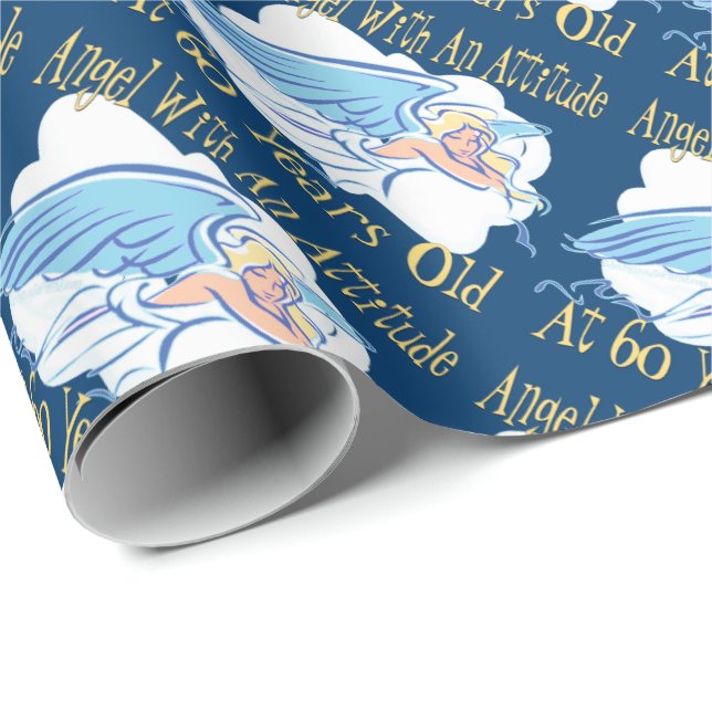 Papel De Regalo Ángel 60.º cumpleaños (Esquina del rollo)