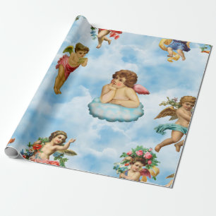 Papel De Regalo angel cherub nubes antigüedades