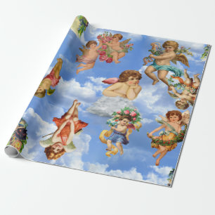 Papel De Regalo angel cherub nubes antigüedades vencedoras celesti