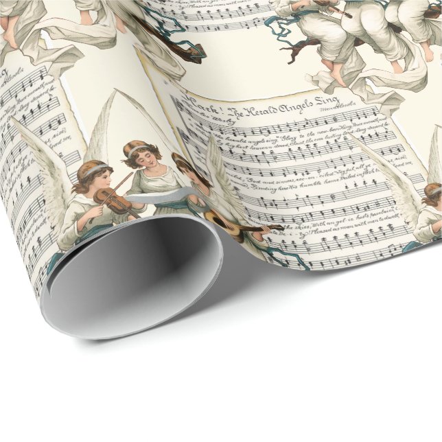 Papel De Regalo Angel Chorus Navidades Hymn Sheet Music (Esquina del rollo)