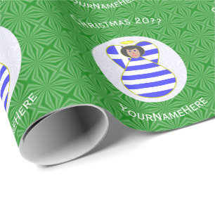 Papel De Regalo Ángel de la bandera griega Navidades de pelo negro