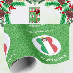 Papel De Regalo Ángel de Navidad con Bandera Italiana Regalo Perso