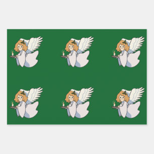 Papel de regalo ángel de Navidad juego de 3 hojas