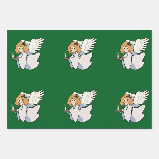 Papel de regalo ángel de Navidad juego de 3 hojas  (Anverso 2)
