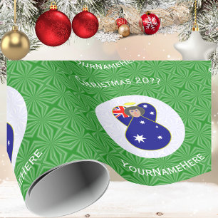 Papel De Regalo Ángel de Navidad personalizado con bandera austral