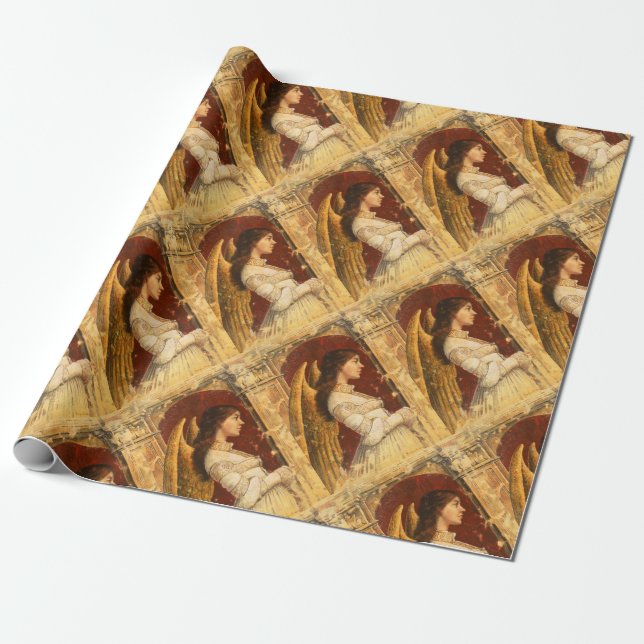 Papel De Regalo Ángel del fresco del navidad (Desenrollado)