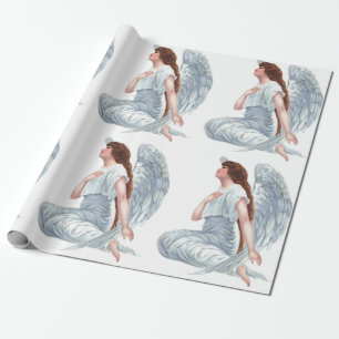 Papel De Regalo Ángel del vintage en blanco