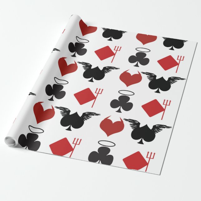 PAPEL DE REGALO ANGEL DEVIL CARDS SUITS (Desenrollado)